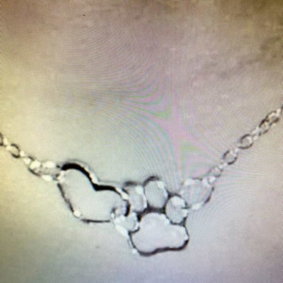 Sterling Silver Pet Feet Dog/Cat Paw Heart Chain Pendant Love Necklace - Picture 5 of 7